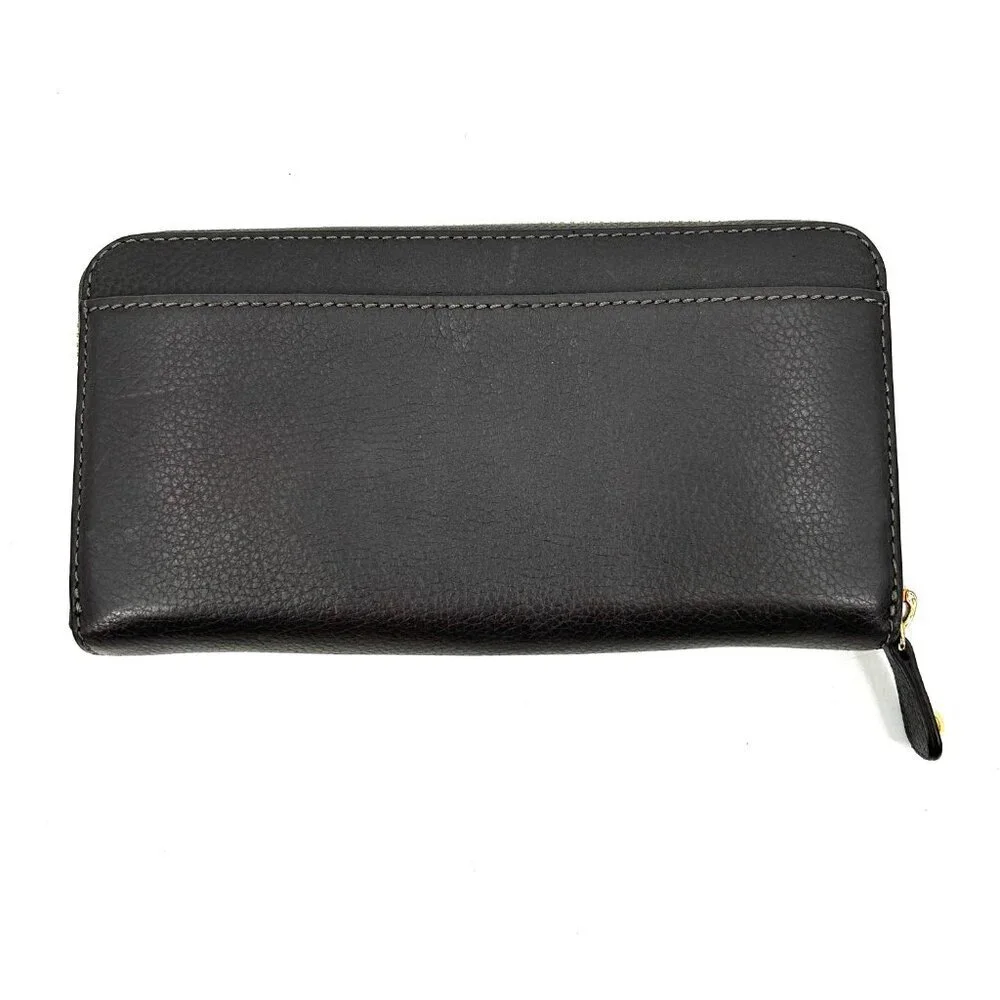 UGG Women's Rae Dark Gray Pebbled Leather Long Zip Around Wallet